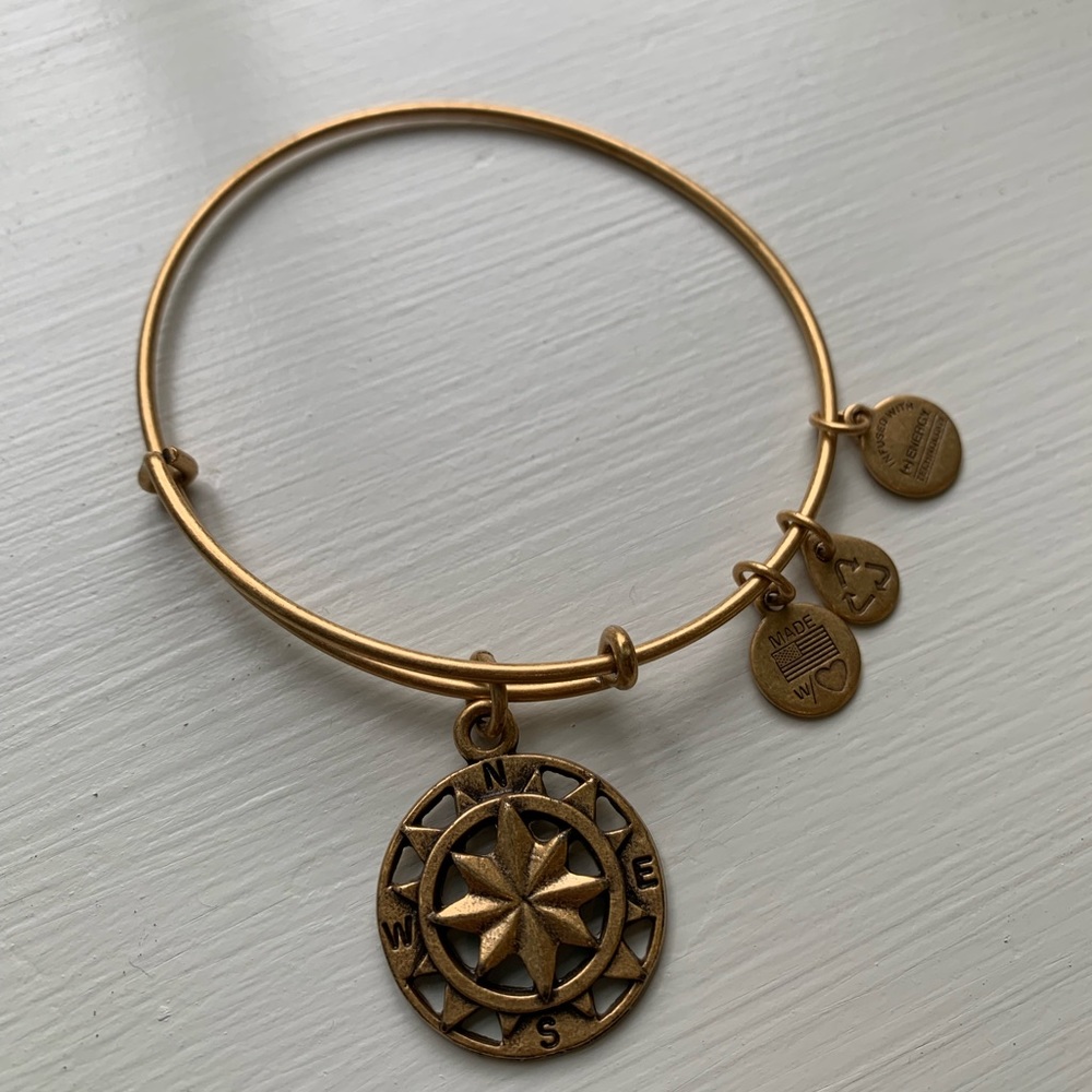 Alex and Ani Compass Bangle in Rafaelian Gold